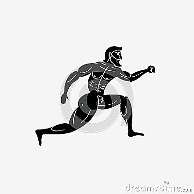 Ancient greek athletic runner Vector Illustration