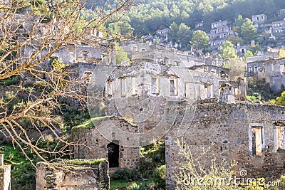 Ancient Greek broken city Kayakoy near to Oludeniz, Turkey Stock Photo