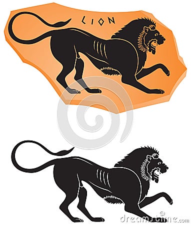 Ancient Greek ceramic style Lion icon Vector Illustration