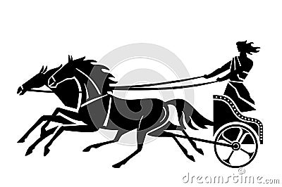 Ancient Greek or Roman chariot. Silhouette Vector Illustration