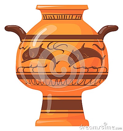 Ancient greek clay vase. Roman empire pottery Vector Illustration