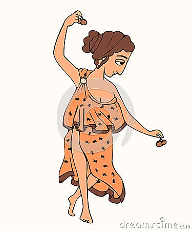 Ancient greek female dancer Vector Illustration