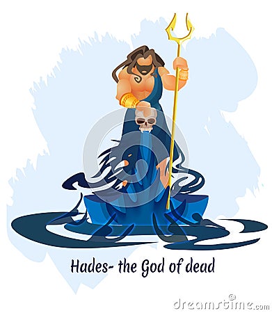 Ancient Greek God, King of Dead Hades or Aidis Vector Illustration