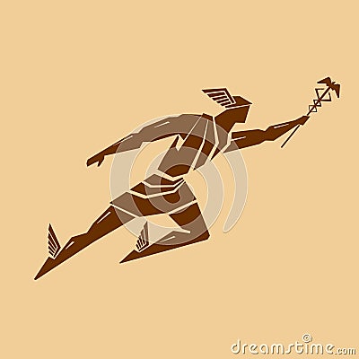 Ancient Greek god of trade and travel Hermes or Mercury Vector Illustration