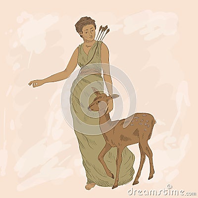 The ancient Greek goddess. Vector Illustration