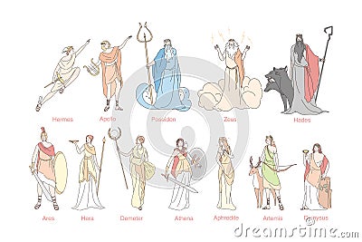 Ancient greek gods set concept Vector Illustration