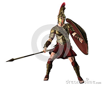 Ancient Greek Hoplite in Battle Stance Stock Photo