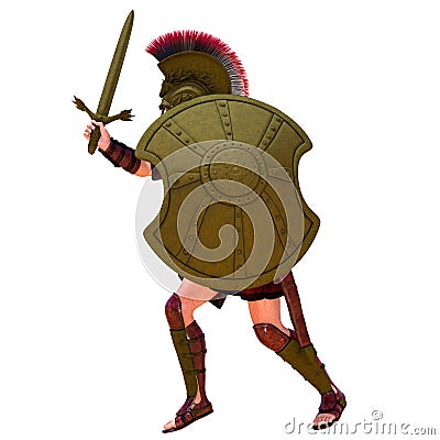 Ancient Greek Hoplite Soldier Attacking With a Sword Stock Photo
