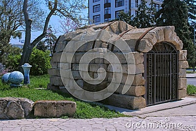Ancient Greek monument Crypt Geroon in Russia, Anapa. Stock Photo