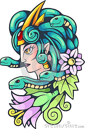 Ancient greek mythological character, medusa gorgon, illustration Vector Illustration