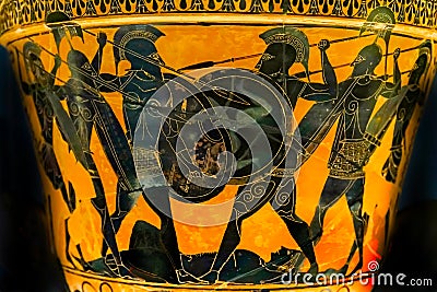 Ancient Greek Phalanx Pottery National Archaeological Museum Athens Greece Editorial Stock Photo