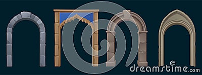 Ancient greek, roman and arabic stone arches Vector Illustration