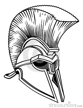 Spartan Trojan Roman Gladiator Helmet Vector Illustration