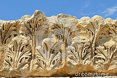 Greek Corinthian order foliage stone ornament Stock Photo