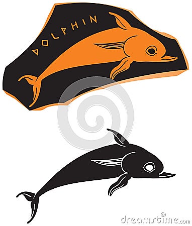 Ancient Greek style dolphin icon Vector Illustration