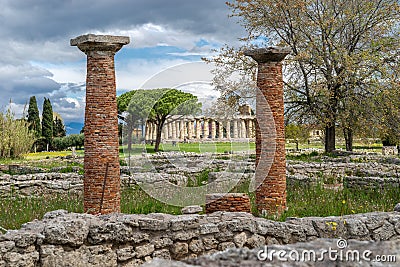 The temple of Athena in Paestum, Italy Editorial Stock Photo