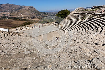 Ancient Greek Theater of Segesta Editorial Stock Photo