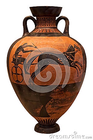 Ancient greek vase depicting a chariot Editorial Stock Photo