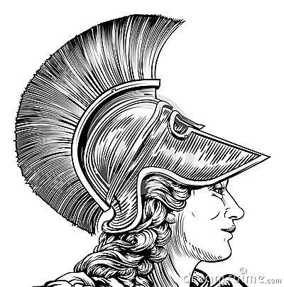 Ancient Greek Warrior Woman Vector Illustration