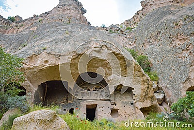 Handmade Caves in Ihlara Valley Cappadocia, Turkey Stock Photo