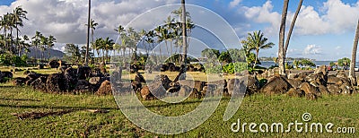 Ancient Hawaiian temple, or Heiau, Stock Photo