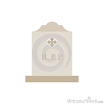 Ancient Headstone Flat design vector illustration. Vector flat style illustration gravestone with text R.I.P Tombstone icon Vector Illustration
