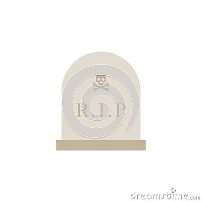 Ancient Headstone Flat design vector illustration. Vector flat style illustration gravestone with text R.I.P Tombstone icon Vector Illustration