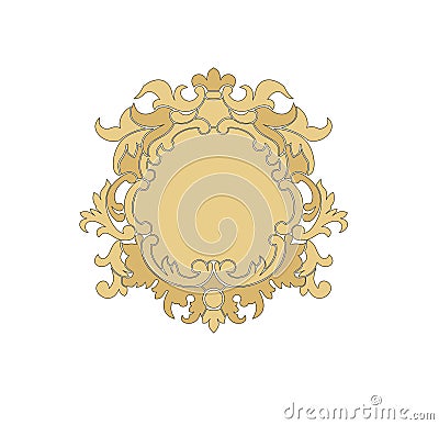 ANCIENT HERALDIC EMBLEM OF GOLD DECORATED IN BAROQUE Stock Photo