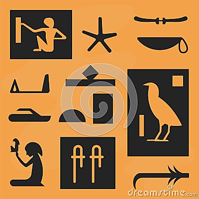 Ancient Hieroglyphs old civilization print vector Stock Photo