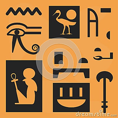 Ancient Hieroglyphs old civilization print vector Vector Illustration