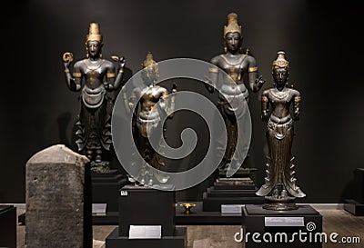 Ancient Hindu idols are on display at the National Museum Editorial Stock Photo