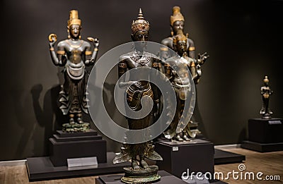 Ancient Hindu idols are on display at the National Museum Editorial Stock Photo