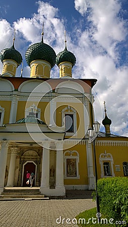Ancient historical building of orthodox church cathedral in Uglich Editorial Stock Photo