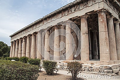 Ancient historical Temple of Hephaestus Greek temple in Athens, Greece Stock Photo