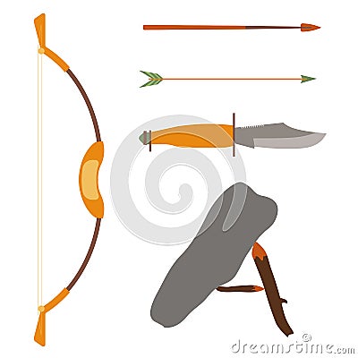 Ancient history hunting objects Vector Illustration