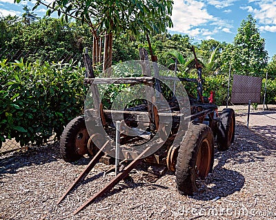 Ancient Horse Drawn Cart For Transporting Sugar Cane To The Mill Stock Photo