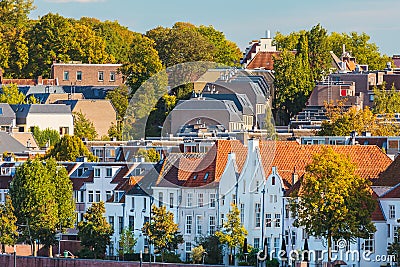 Ancient houses in the Dutch city of Nijmegen Stock Photo