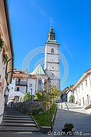 Ancient houses and small streets in Skofja loka, Slovenia Stock Photo