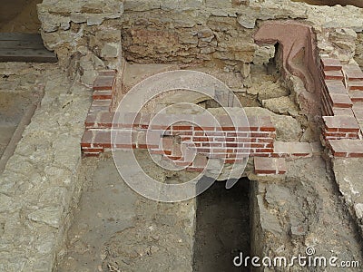 Ancient hypocaust channel Stock Photo