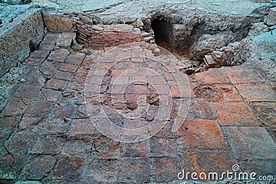 Ancient hypocaust floor Stock Photo