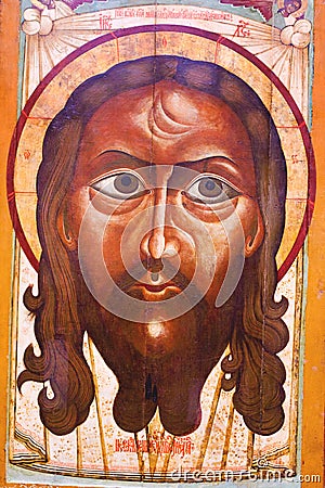 Ancient icon black jesus Stock Photo