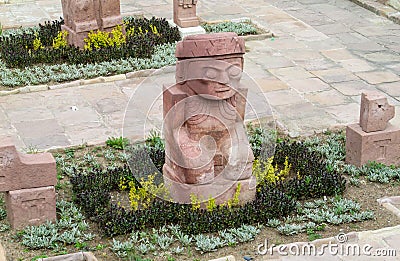 Idol ritual statue from Tiwanaku, Bolivia, La Paz Stock Photo