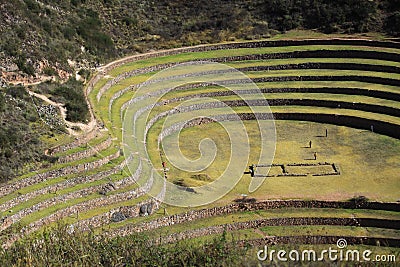 Ancient Inca circular terraces at Moray Stock Photo