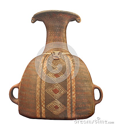 Ancient Inca pottery jar isolated. Stock Photo