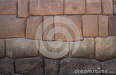 Ancient inca stone wall in the city of Cusco, Peru Stock Photo