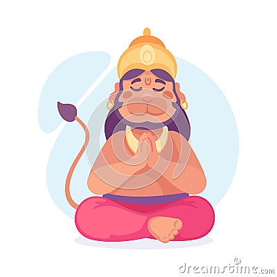 Ancient Indian Hindu Hanuman God and Deity Vector Illustration Vector Illustration