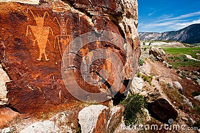 Ancient Indian Petroglyph Stock Photo