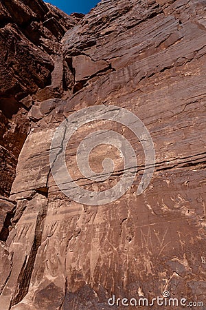 Ancient Indian Petroglyph Panels, Moab ,Utah Editorial Stock Photo