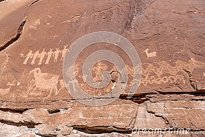 Ancient Indian Petroglyph Panels, Moab ,Utah Editorial Stock Photo