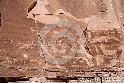 Ancient Indian Petroglyph Panels, Moab ,Utah Editorial Stock Photo